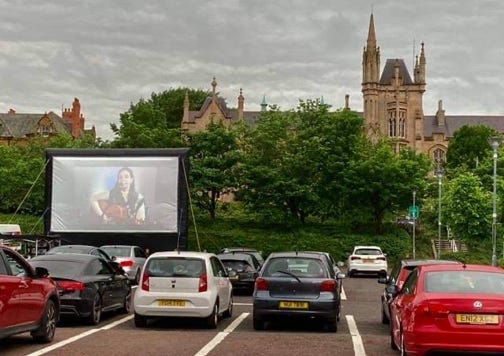 Large drive in cinema hire Northern Ireland, Belfast, Derry, Londonderry, Craigavon, Newtownabbey, Castlereagh, Lisburn, Ballymena, Lurgan, Portadown, Newtownards, Newry, Carrickfergus, Antrim, Coleraine, Omagh, Larne, Bandbridge, Armagh, Dungannon, Enniskillen, Cookstown, Limavady, Downpatrick, Ballymoney,  Magherafelt, Portrush, Ballycastle, Maghera