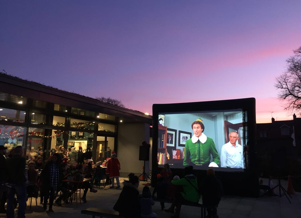 Elf cinema outdoor movie hire Northern Ireland, Belfast, Derry, Londonderry, Craigavon, Newtownabbey, Castlereagh, Lisburn, Ballymena, Lurgan, Portadown, Newtownards, Newry, Carrickfergus, Antrim, Coleraine, Omagh, Larne, Bandbridge, Armagh, Dungannon, Enniskillen, Cookstown, Limavady, Downpatrick, Ballymoney,  Magherafelt, Portrush, Ballycastle, Maghera