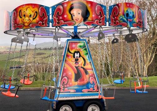 swinging chairs fairground ride hire Northern Ireland, Belfast, Derry, Londonderry, Craigavon, Newtownabbey, Castlereagh, Lisburn, Ballymena, Lurgan, Portadown, Newtownards, Newry, Carrickfergus, Antrim, Coleraine, Omagh, Larne, Bandbridge, Armagh, Dungannon, Enniskillen, Cookstown, Limavady, Downpatrick, Ballymoney,  Magherafelt, Portrush, Ballycastle, Maghera,