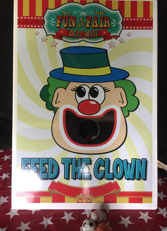 Feed the clown carnival game stall hire Northern Ireland, Belfast, Derry, Londonderry, Craigavon, Newtownabbey, Castlereagh, Lisburn, Ballymena, Lurgan, Portadown, Newtownards, Newry, Carrickfergus, Antrim, Coleraine, Omagh, Larne, Bandbridge, Armagh, Dungannon, Enniskillen, Cookstown, Limavady, Downpatrick, Ballymoney,  Magherafelt, Portrush, Ballycastle, Maghera,